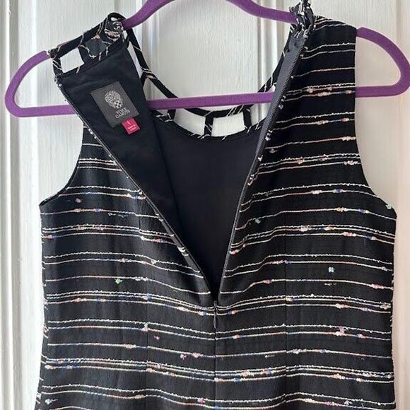Vince Camuto Black A-Line Dress with Multicolor Embroidered Detail Size 4 Lined - Picture 5 of 7
